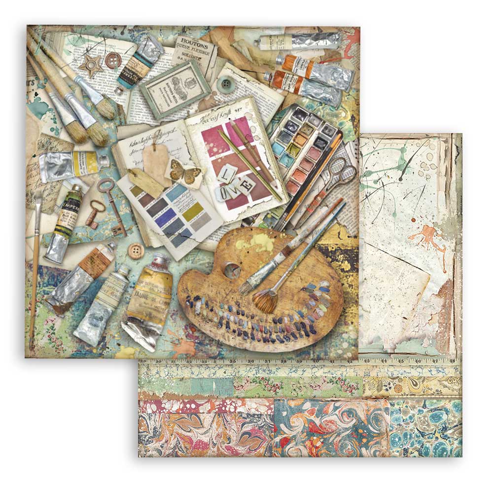 Stamperia Double-Sided Scrapbooking Paper Set - Atelier des Arts, 10 units