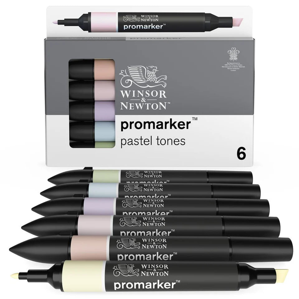 Winsor & Newton Promarker grafinių markerių rinkinys Pastel Tones, 6 vnt.