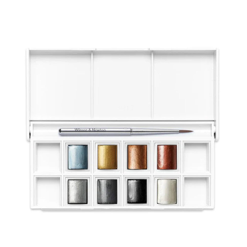 Winsor & Newton Cotman metalinių atspalvių akvarelės rinkinys, 8 spalvos, Half-Pan