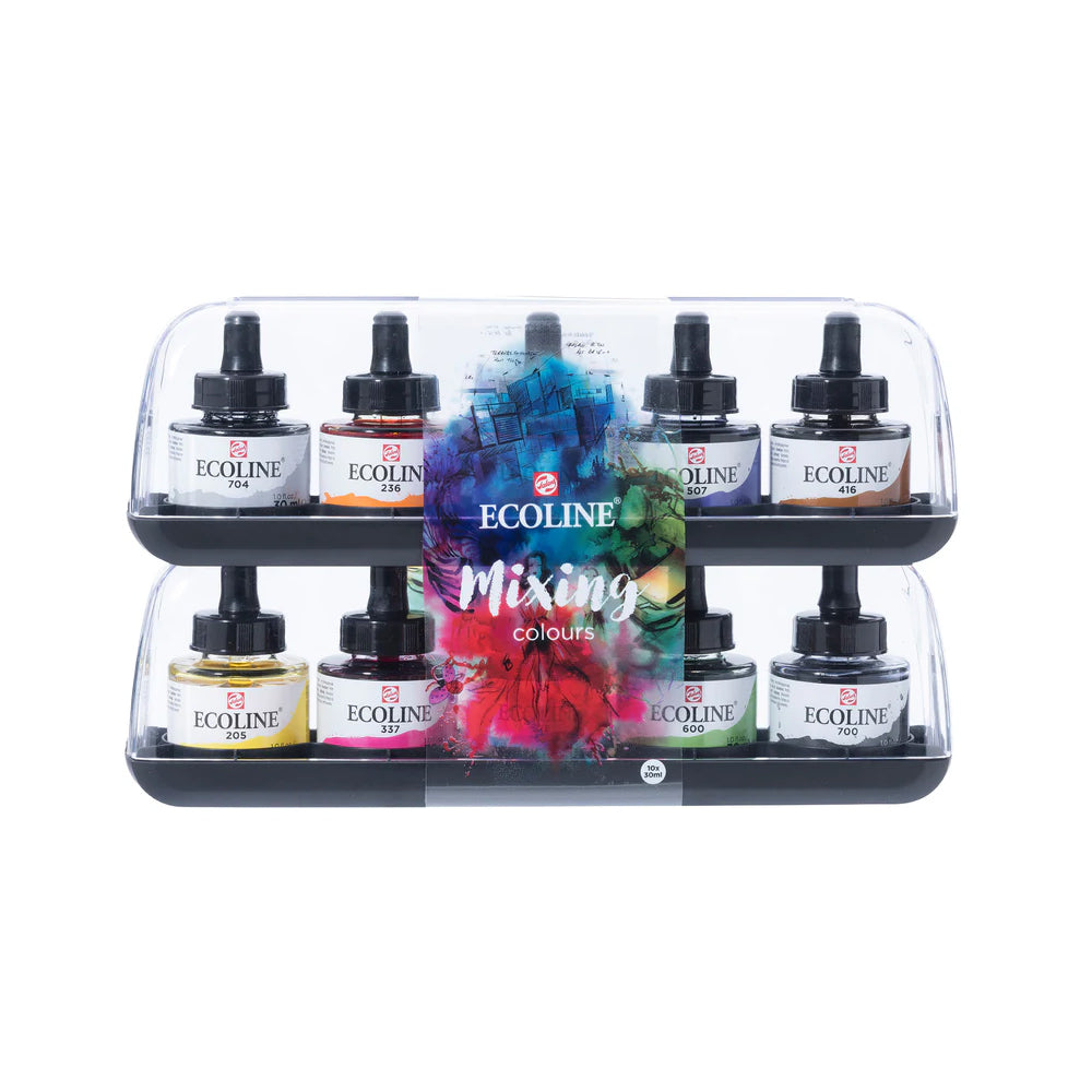 Talens Ecoline Mixing skystos akvarelės rinkinys buteliukuose, 10x30 ml