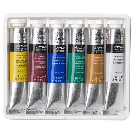 Winsor & Newton Artisan vandeniu skiedžiamų aliejinių dažų rinkinys Starter, 6x21 ml