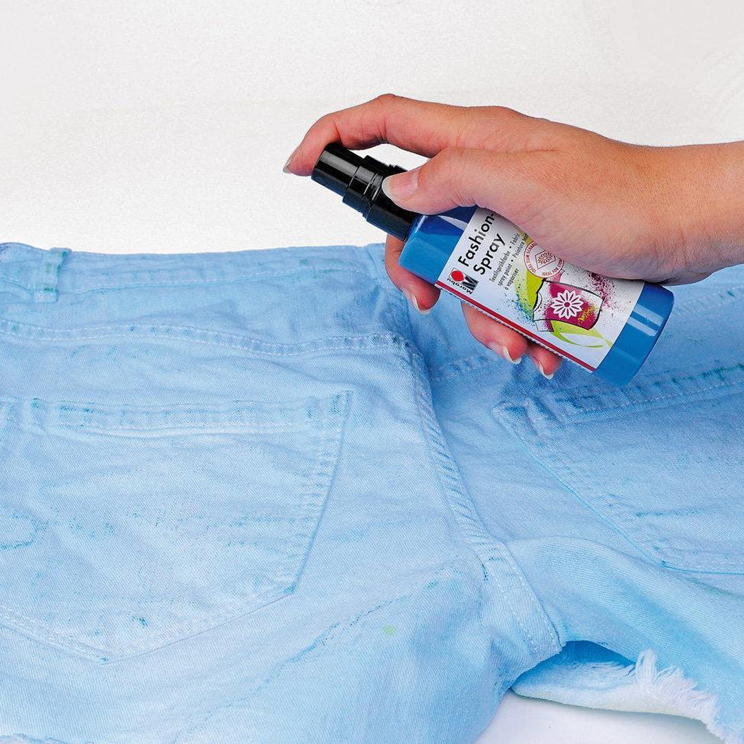 Marabu Fashion Spray COOL DENIM purškiamų audinių dažų rinkinys, 3x100 ml, 1x25 ml