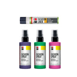 Marabu Fashion Spray TROPICAL ISLAND purškiamų audinių dažų rinkinys, 3x100 ml, 1x25 ml
