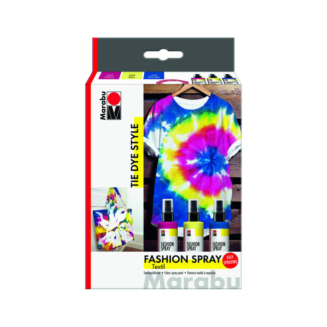 Marabu Fashion Spray TIE DYE purškiamų audinių dažų rinkinys, 3x100 ml