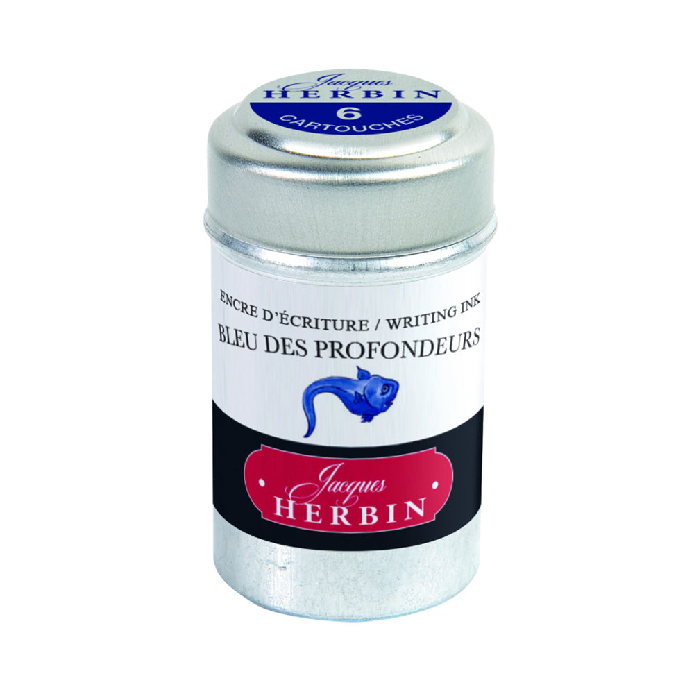 Jacques Herbin La Perle des Encres Ink Cartridges, Deep Blue, 6 pcs.