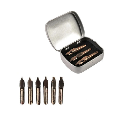 Brause Box of 6 Metal Bandzug Calligraphy Nibs