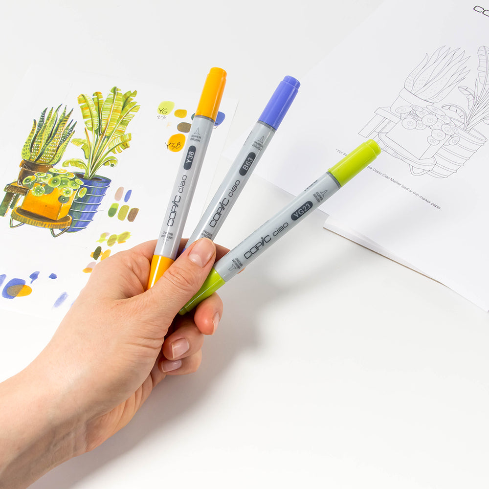 Copic Ciao Layer & Mix Botanic markerių ir popieriaus rinkinys pradedantiesiems