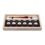 Jacques Herbin Glass Nib and Inks Set in a Wooden Box