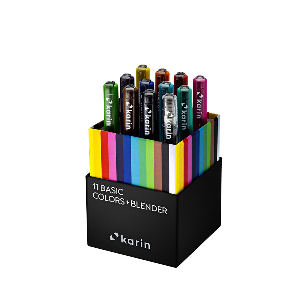 Karin Brushmarker PRO Markers Set | 11 Basic Colours + Blender