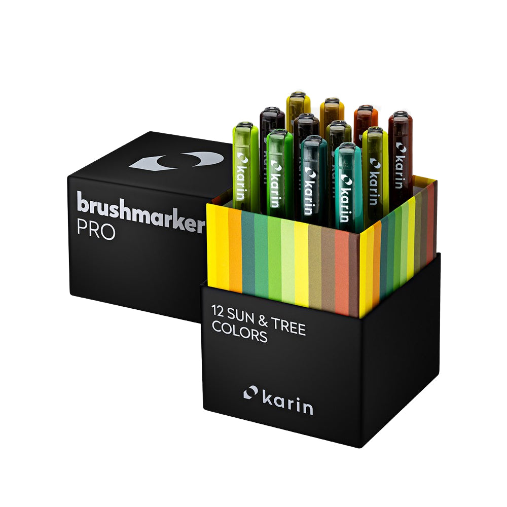 Karin Brushmarker PRO Markers Set | 12 Sun&Tree Colours