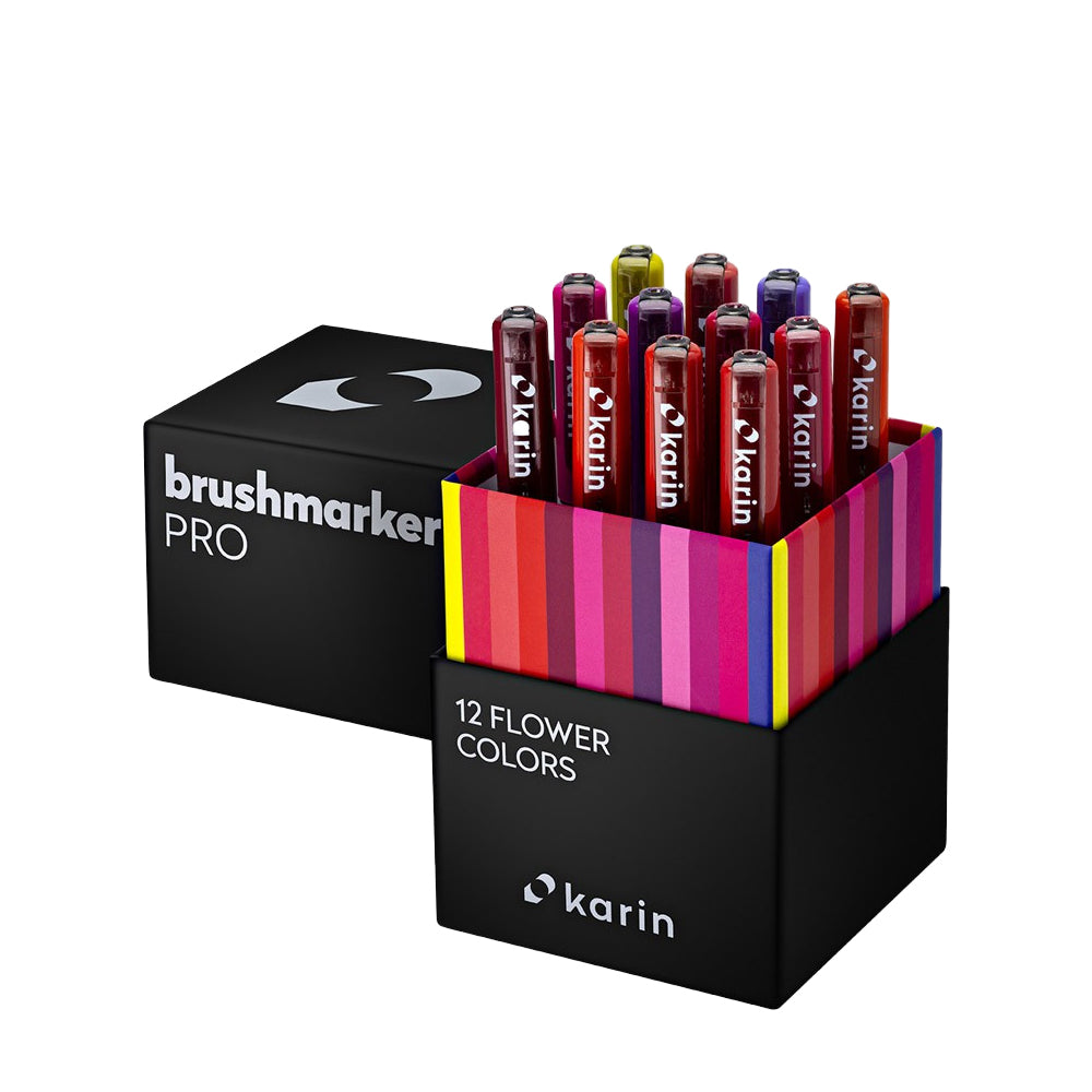 Karin Brushmarker PRO Markers Set | 12 Flower Colours