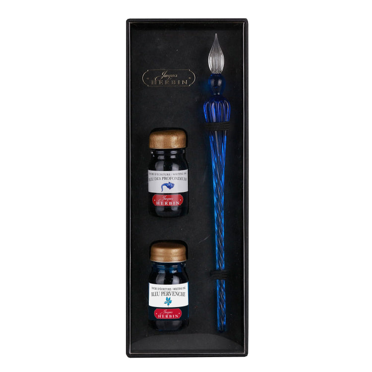 Jacques Herbin Blue Glass Nib and Ink Set