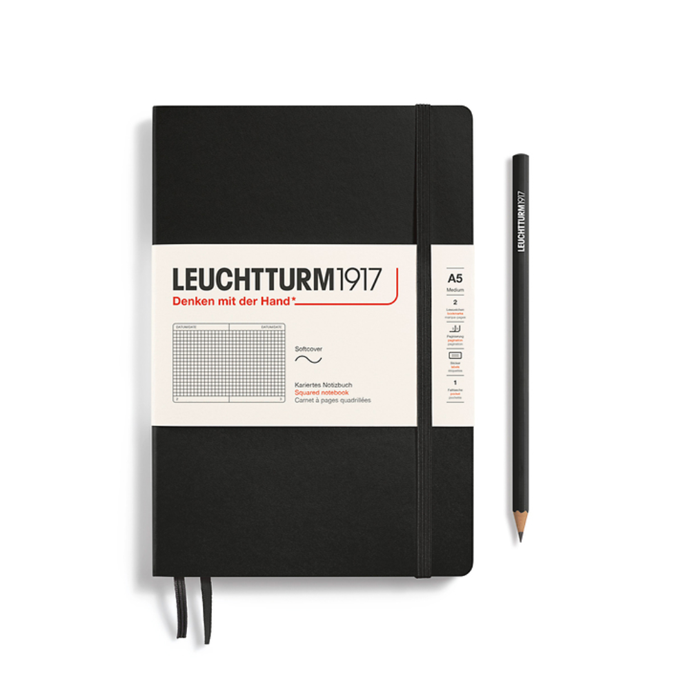 BBOLD Leuchtturm1917 užrašų knygelė, minkštu viršeliu, 123 pus. BLACK (TEST)