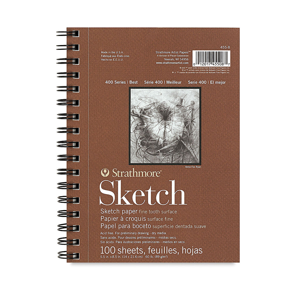 Strathmore Sketch 400 Series spiralinis popieriaus bloknotas, 89 gsm