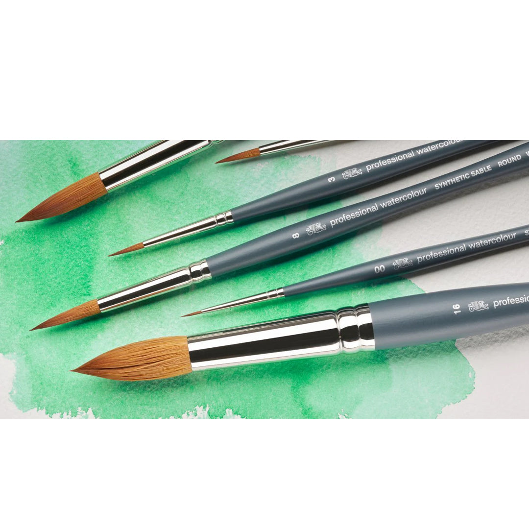 Winsor & Newton Professional apvalus sintetinis akvarelinis teptukas