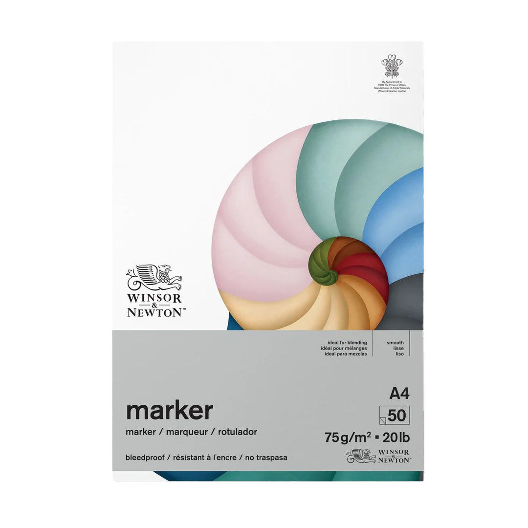 Winsor & Newton Bleedproof popieriaus bloknotas piešimui su markeriais, 75 gsm