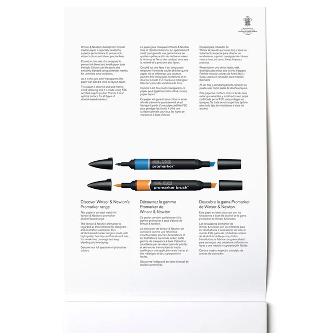 Winsor & Newton Bleedproof popieriaus bloknotas piešimui su markeriais, 75 gsm