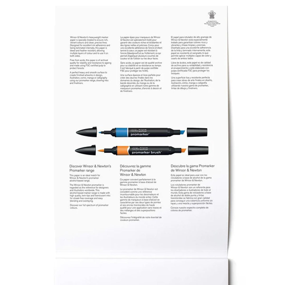 Winsor & Newton Heavyweight Bleedproof popieriaus bloknotas piešimui su markeriais, 160 gsm