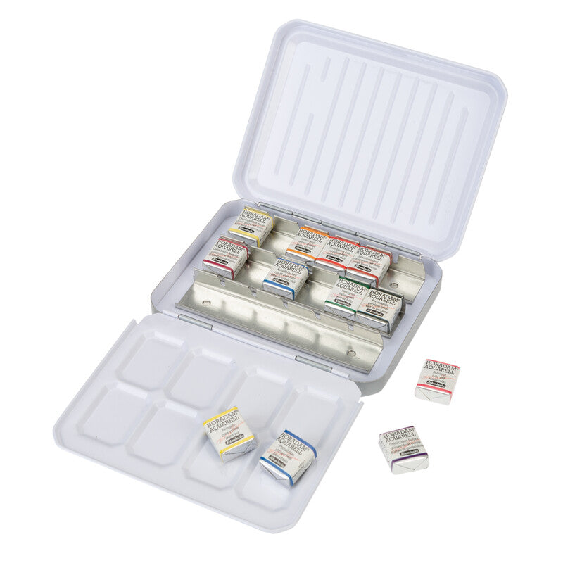 Schmincke Horadam Floral Set akvarelės rinkinys metalinėje dėžutėje, 12 spalvų + 6 tuščios vietos, Half-Pan