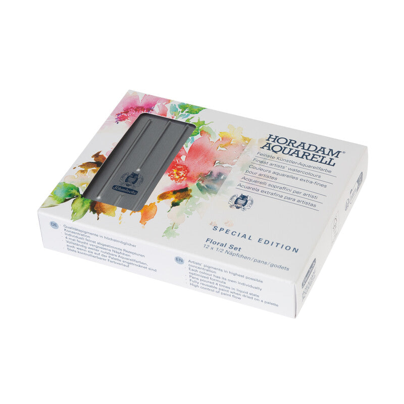 Schmincke Horadam Floral Set akvarelės rinkinys metalinėje dėžutėje, 12 spalvų + 6 tuščios vietos, Half-Pan