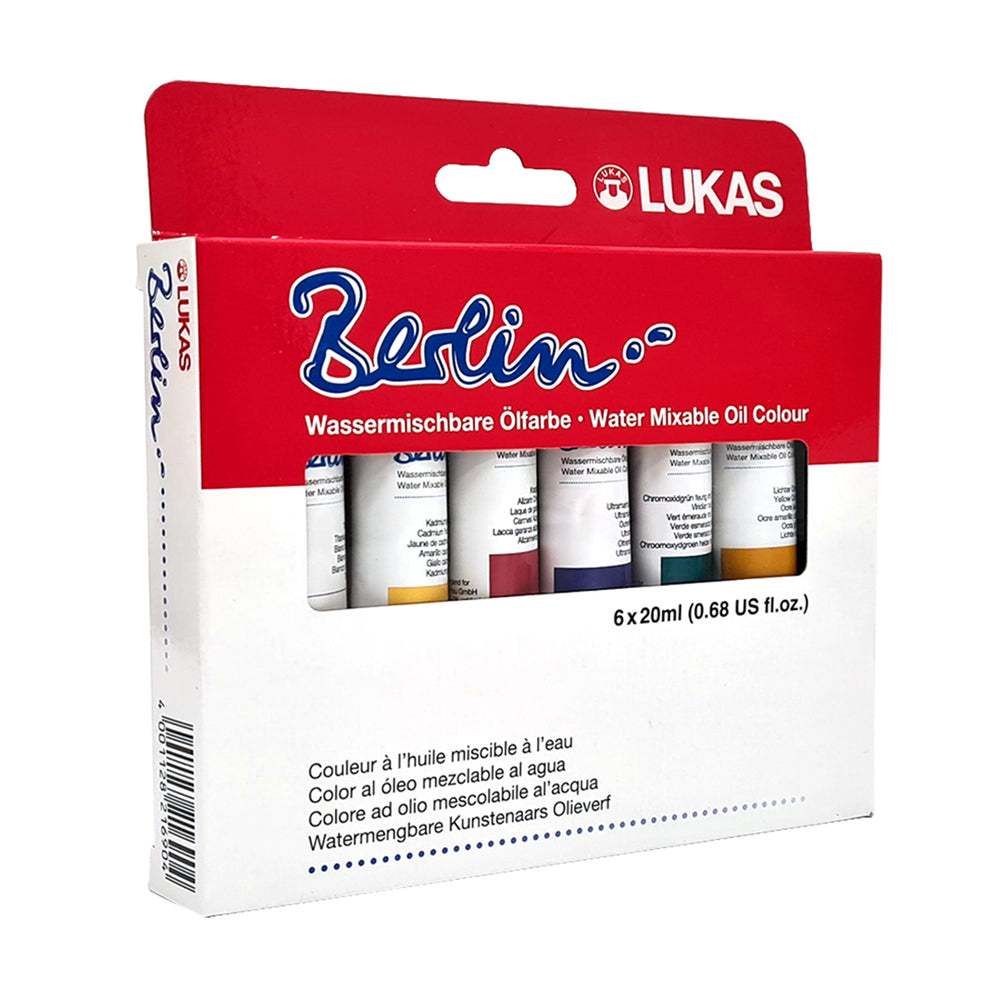 Lukas Berlin Water-Mixable Oil Paint Set, 6x20 ml