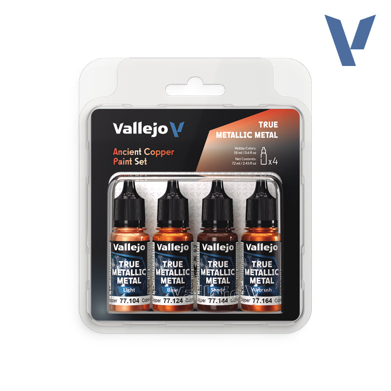 Vallejo True Metallic Metal Ancient Copper Acrylic Paint Set, 4x18 ml