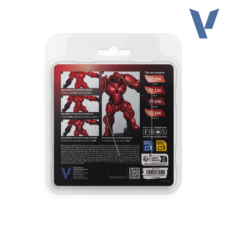 Vallejo True Metallic Metal Ruby Red Acrylic Paint Set, 4x18 ml