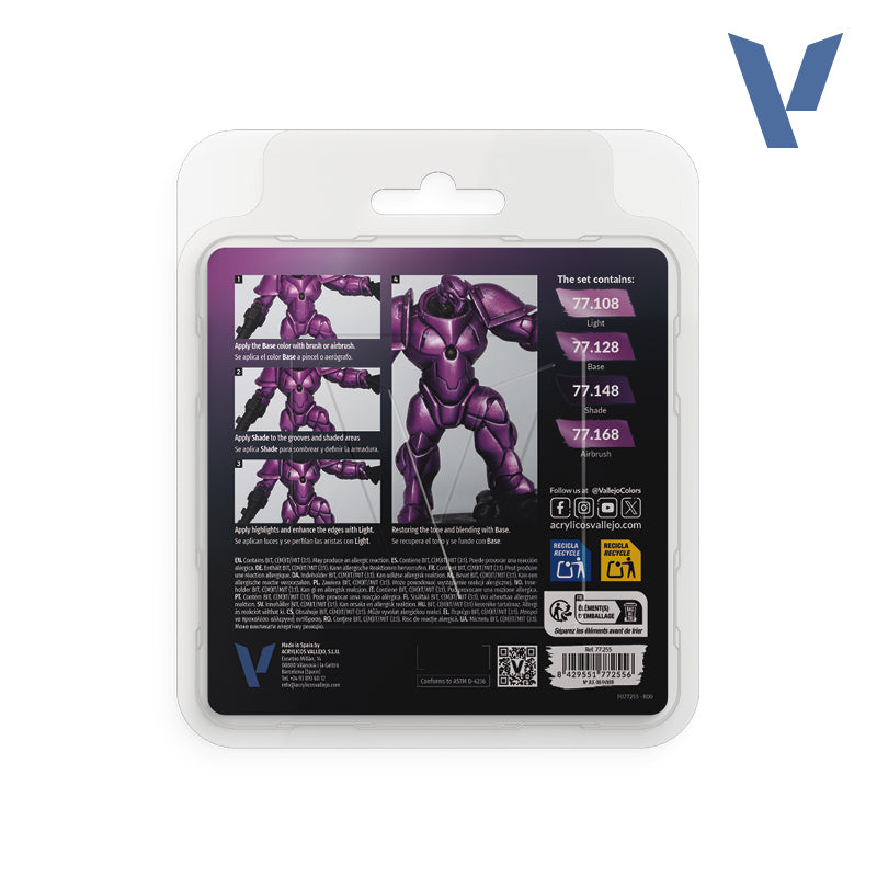 Vallejo True Metallic Metal Amethyst Purple Acrylic Paint Set, 4x18 ml