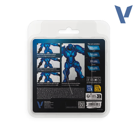 Vallejo True Metallic Metal Sapphire Blue Acrylic Paint Set, 4x18 ml