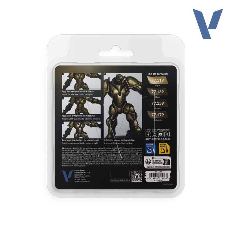 Vallejo True Metallic Metal Aged Metal Acrylic Paint Set, 4x18 ml