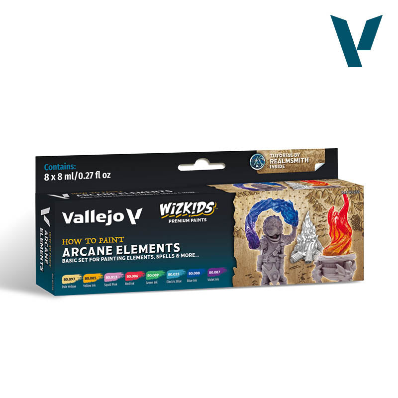 Vallejo Wizkids Arcane Elements Acrylic Paint Set, 8x8 ml