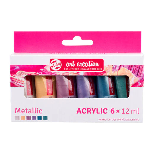 Talens Art Creation metalinių atspalvių akrilinių dažų rinkinys, 6x12 ml