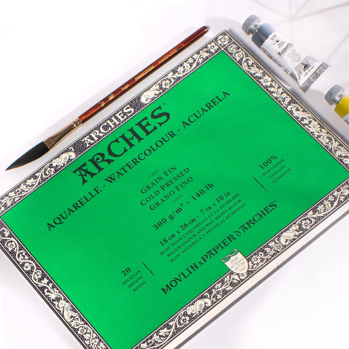 Arches akvarelinio popieriaus blokas, Cold Pressed, 300 gsm, 100 % medvilnė, 20 lapų