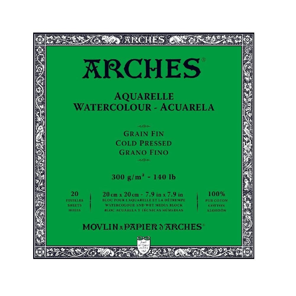 Arches akvarelinio popieriaus blokas, Cold Pressed, 300 gsm, 100 % medvilnė, 20 lapų