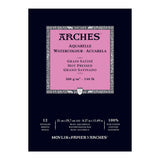 Arches Hot Pressed Watercolour Paper Pad, 100 % Cotton, 12 Sheets