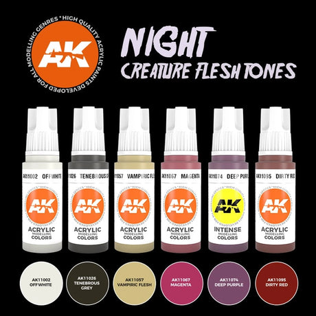 AK Interactive 3GEN Night Creature Flesh Tones Acrylic Paint Set, 6x17 ml
