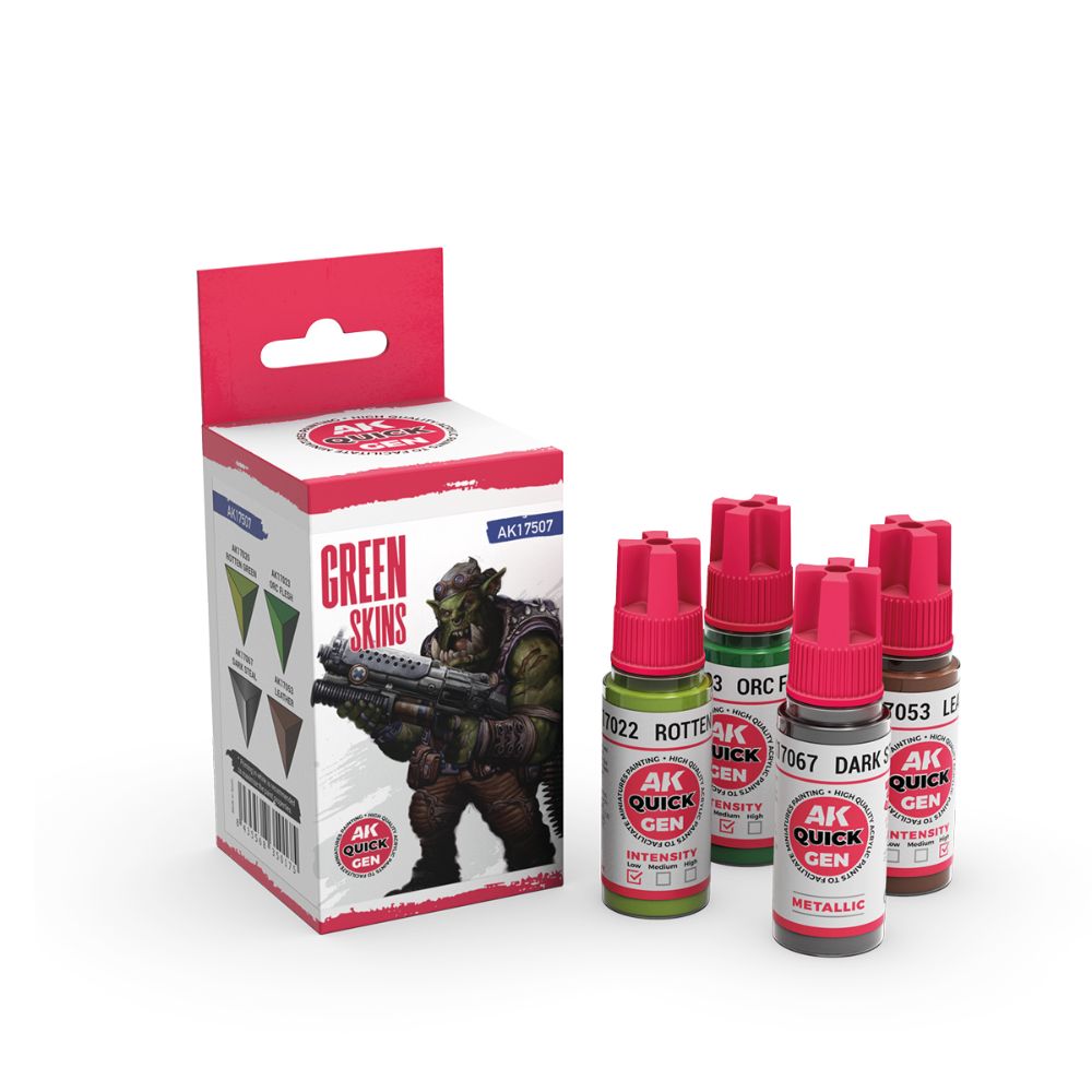 AK Interactive Green Skins Quick Gen Set, 4×18 ml