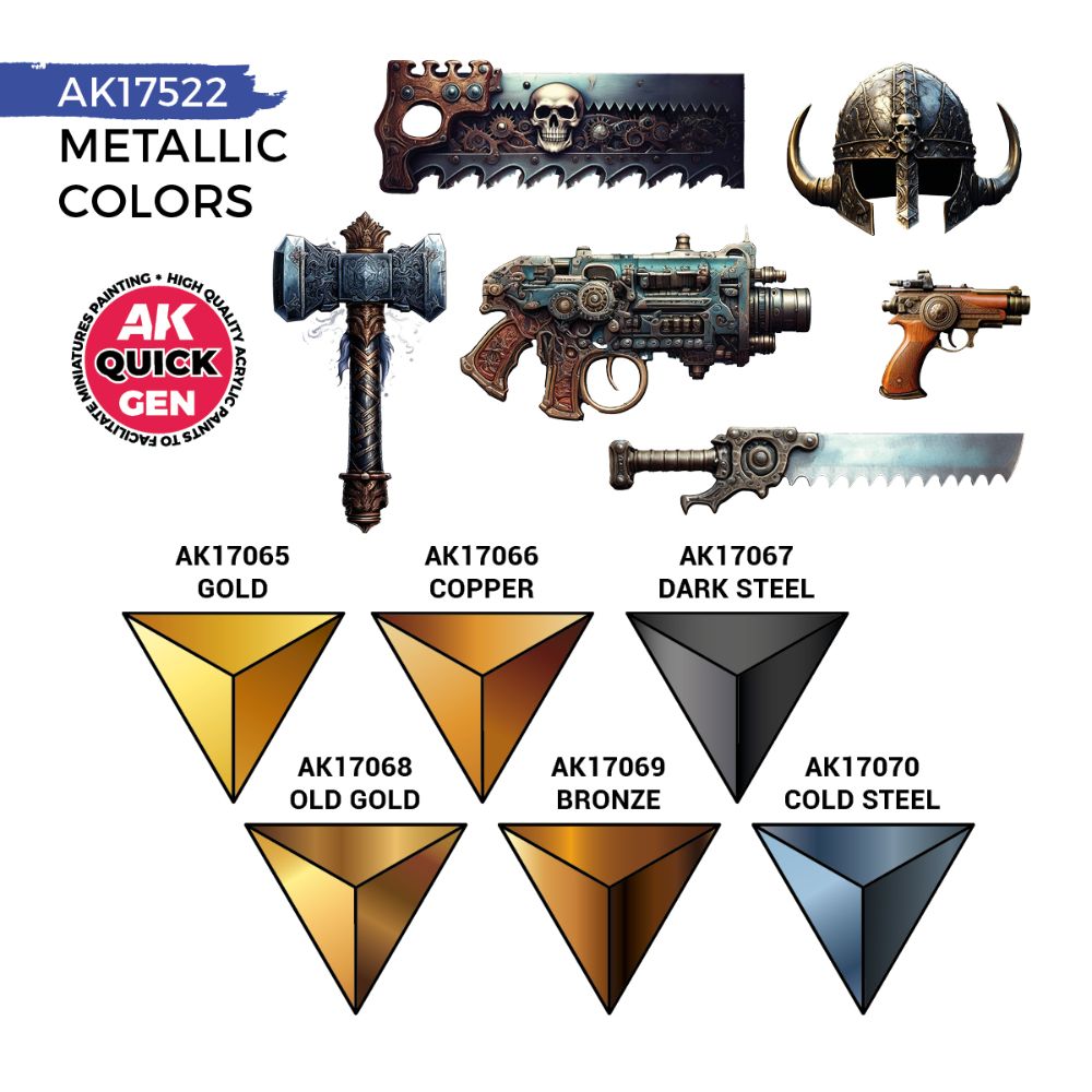 AK Interactive Metallics Quick Gen Set, 6×18 ml