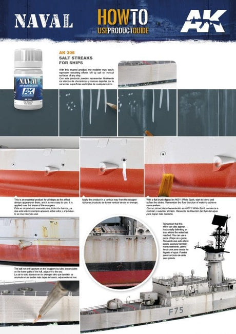 AK Interactive Naval Salt Streaks for Ships efekto dažai, 35 ml