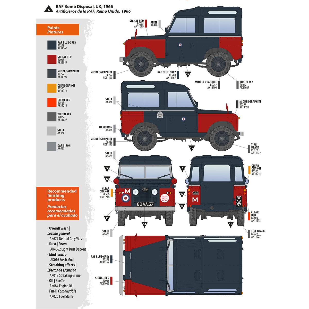 AK Interactive Land Rover 88 Series IIA universalo surenkamas modelis, 1:35