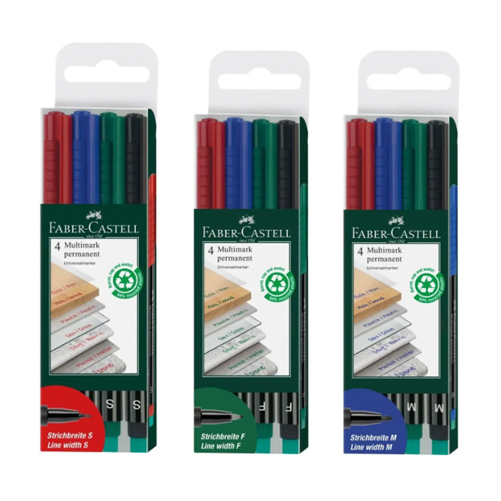 Faber-Castell Multimark permanentinis rašiklių su trintuku rinkinys, 4 spalvos