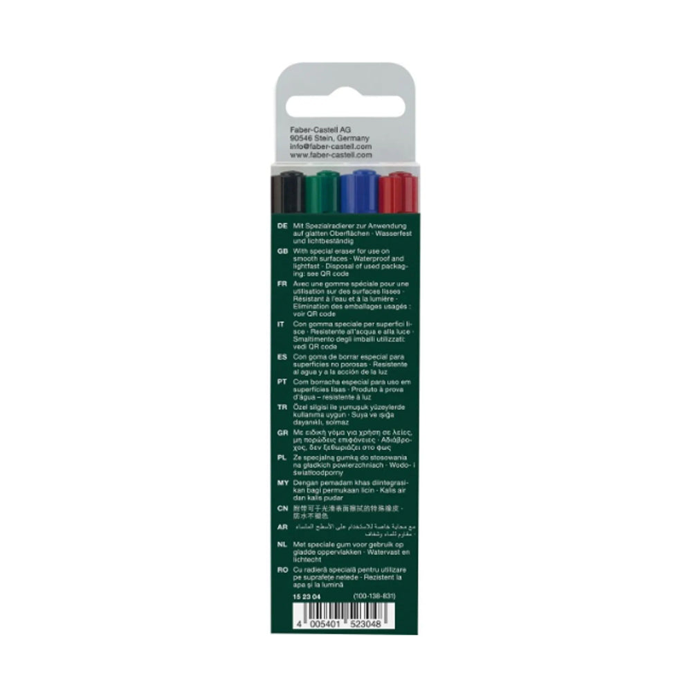 Faber-Castell Multimark permanentinis rašiklių su trintuku rinkinys, 4 spalvos