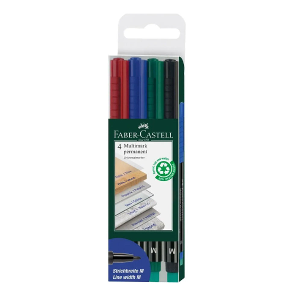 Faber-Castell Multimark permanentinis rašiklių su trintuku rinkinys, 4 spalvos