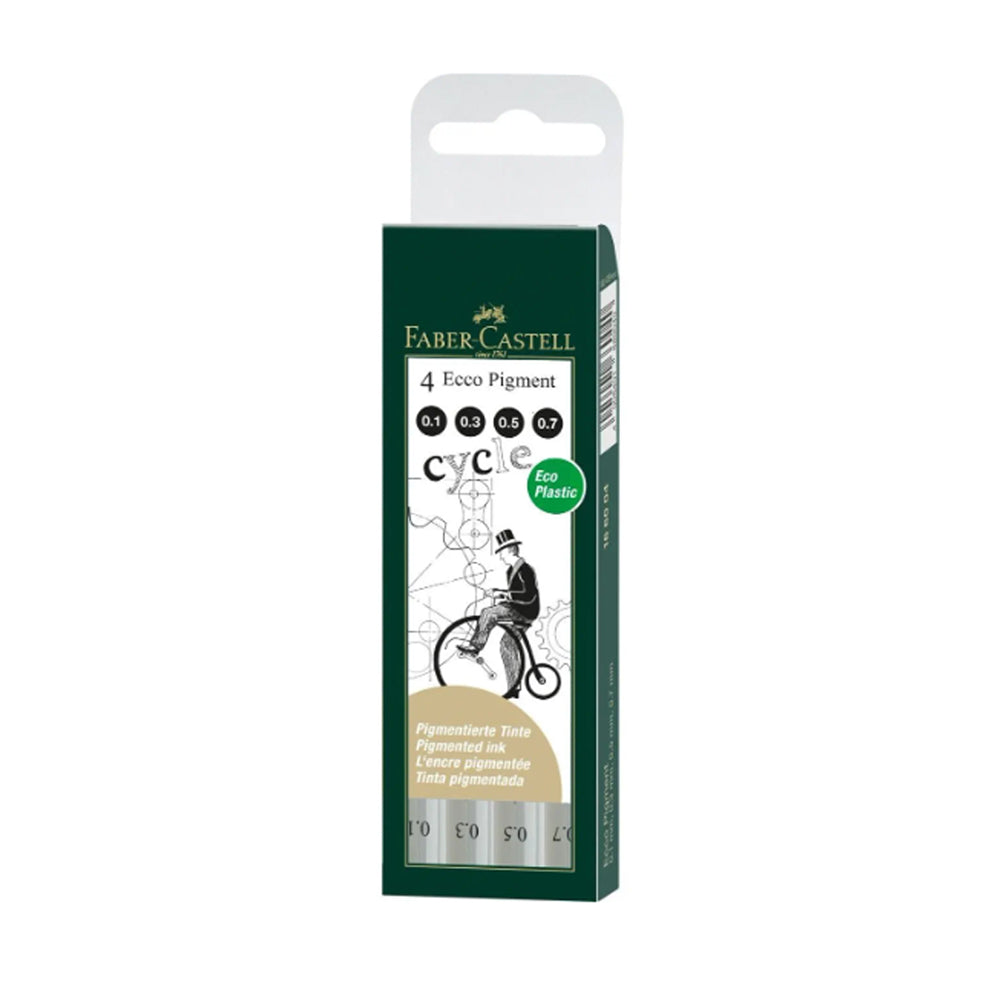 Faber-Castell Ecco Pigment grafinių rašiklių rinkinys, 4 vnt., juodos spalvos