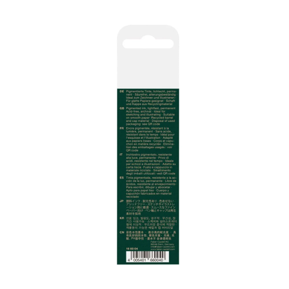 Faber-Castell Ecco Pigment grafinių rašiklių rinkinys, 4 vnt., juodos spalvos