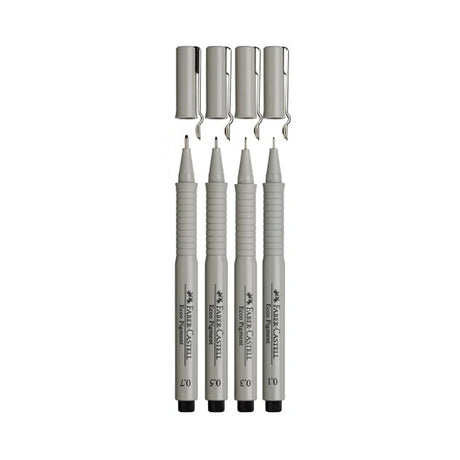Faber-Castell Ecco Pigment grafinių rašiklių rinkinys, 4 vnt., juodos spalvos