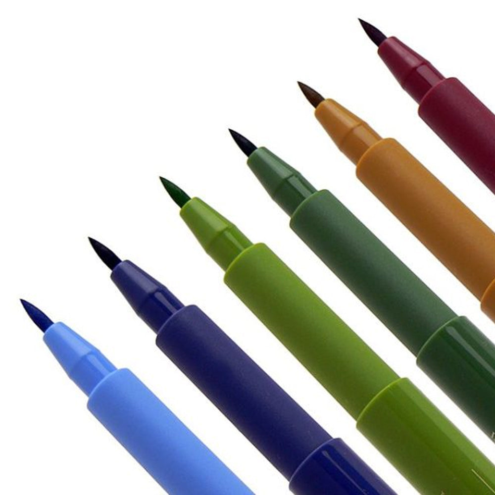 Faber-Castell Pitt Artist India Ink Landscape teptukinių rašiklių piešimui rinkinys, 6 vnt., įvairių spalvų