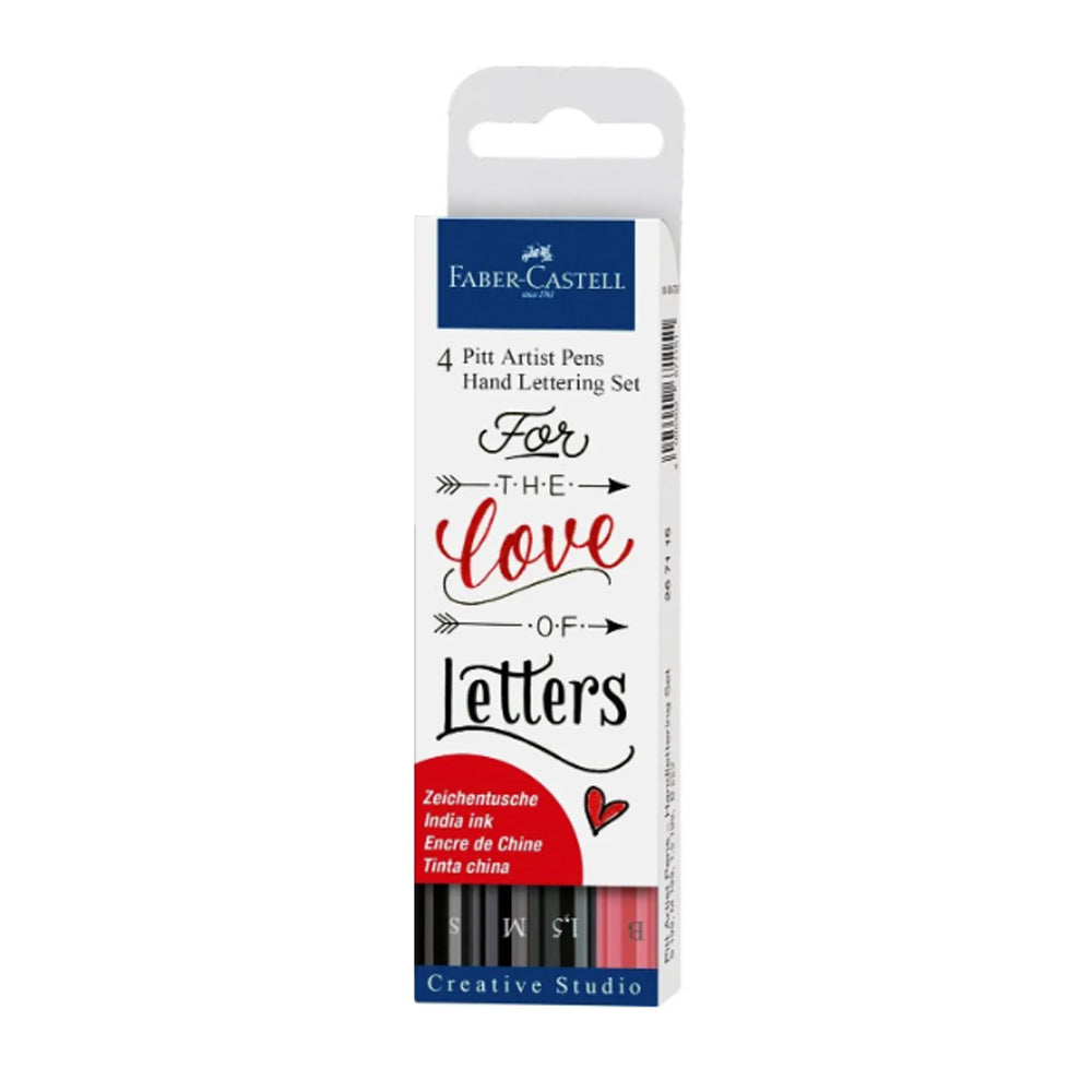 Faber-Castell Pitt Artist India Ink Lettering rašiklių rinkinys, 4 vnt.