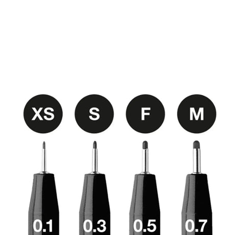 Faber-Castell Pitt Artist India Ink rašiklių rinkinys, 4 vnt., juodos spalvos, XS, S, F, M