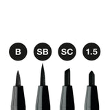 Faber-Castell Pitt Artist India Ink rašiklių rinkinys, 4 vnt., juodos spalvos, B, SB, SC, 1.5